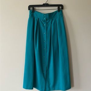 Vintage Teal Skirt Button Front Small Medium